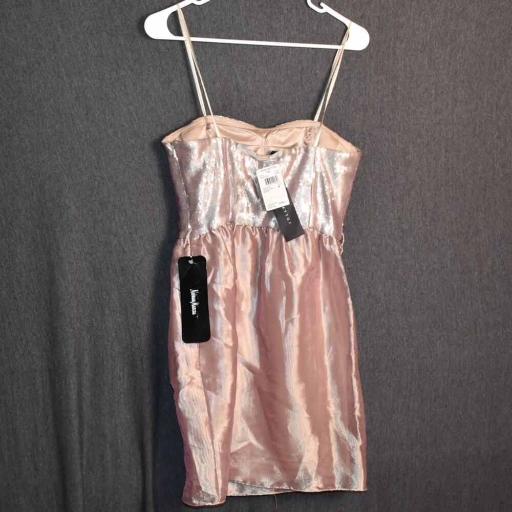 NEW Aidan Mattox Women's 6 Pink Layer Party Dress Metallic Sequin Strapless NWT - Picture 4 of 12